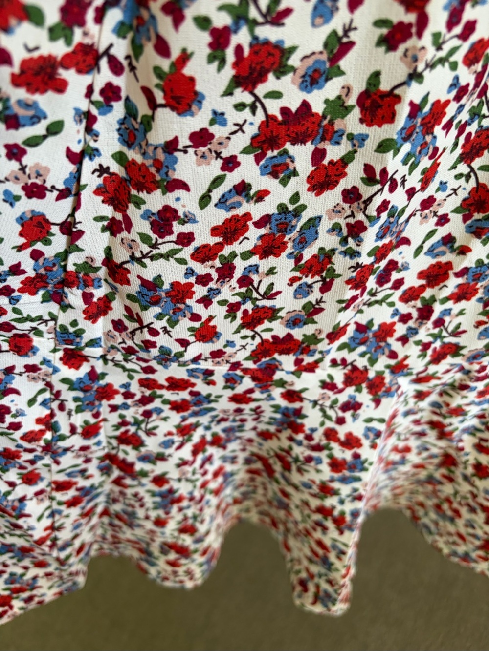 Floral Wrap Maxi Dress Slit - Cream/Red/Blue/ touch of light pink and green - Picture 6 of 9
